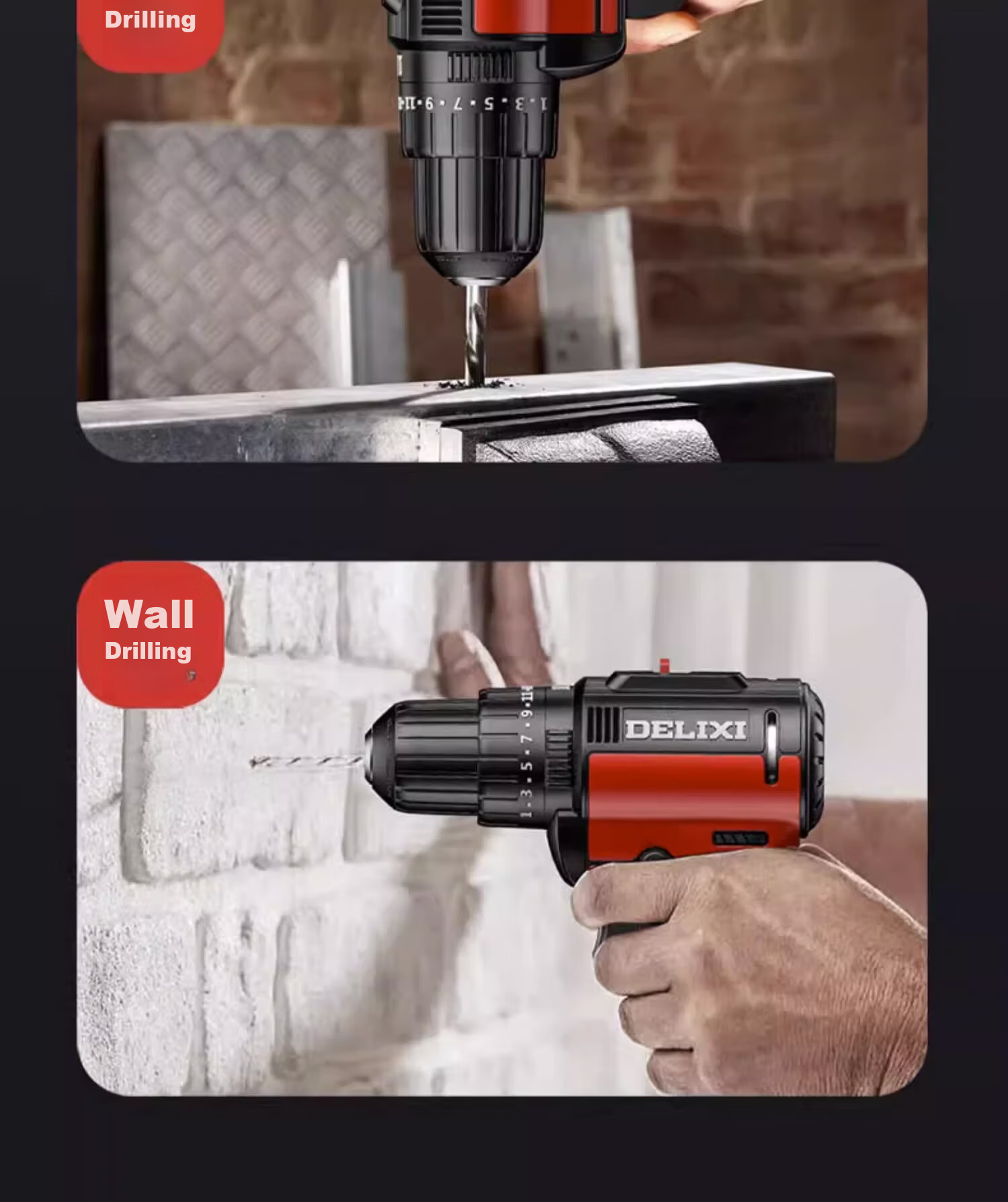 Delixi Electric 16.8V Brushless Cordless Lithium Battery Hand Drill Electric Screwdriver Tool Kit 23