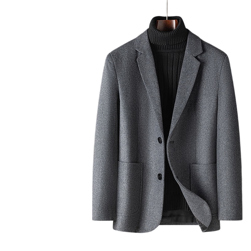 SHANSHAN Wool Blazer Jacket for Men Autumn Winter Warm Easy-Care Dad Style Work Commute Single-Breasted