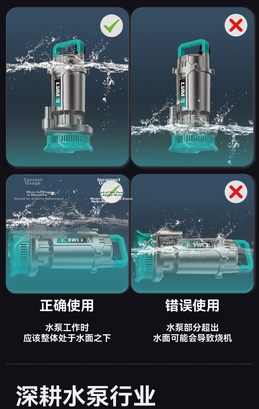 Lumei Submersible Pump 220V High Lift Large Flow Water Pump for Home Rural Farmland Irrigation Sewage and Clean Water Well Pump 26