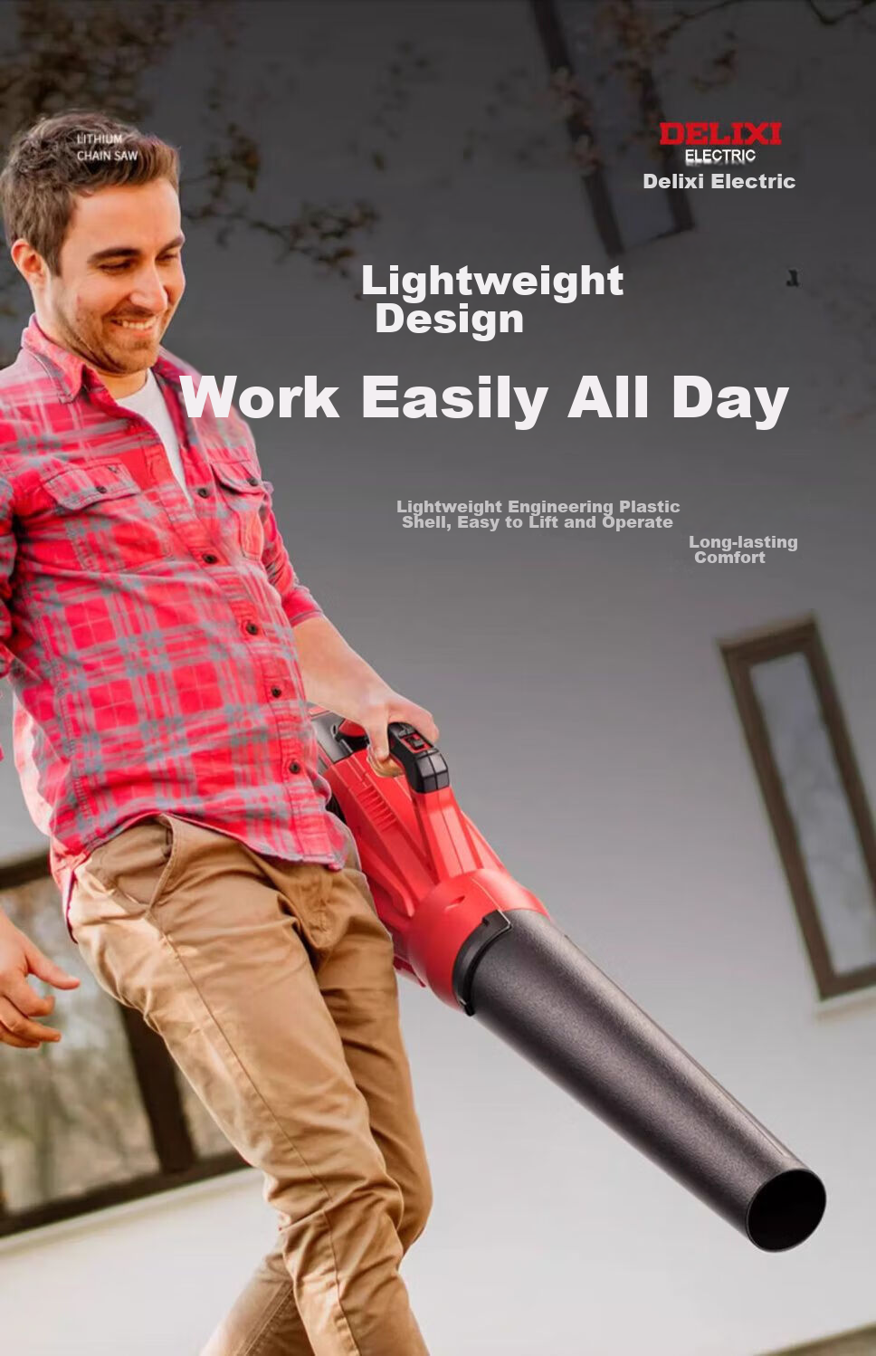 DELIXI ELECTRIC Lithium Battery Hair Dryer High Power Dust Removal Fan Rechargeable Blower Snow Blower Leaf Blower Industrial Dust Collector 18
