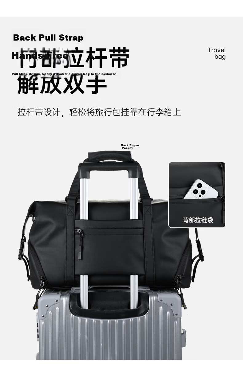 Edison Multifunctional Fitness Bag for Men Handheld Crossbody Business Travel Large Capacity Casual Backpack LX260 Black 13