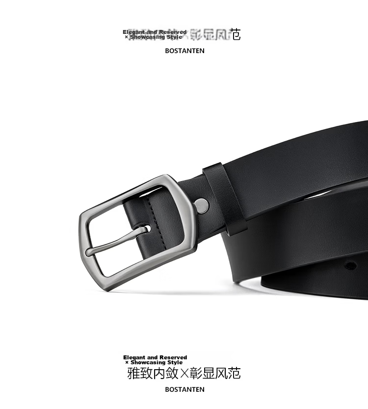 BOSTANTEN Minimalist Korean Style Men's Casual Leather Belt with Pin Buckle, Trendy and Versatile Waistband for Men, Perfect Birthday Gift for Boyfriend 16