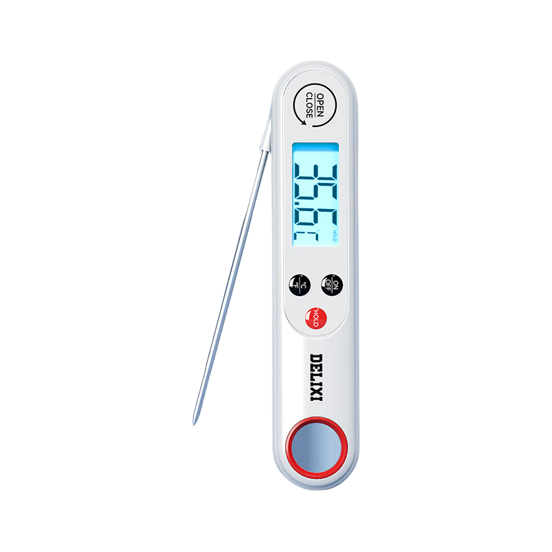 DELIXI ELECTRIC High-Precision Electronic Rechargeable Kitchen Thermometer, Foldable, Baking Probe-Style, Water Temperature And Milk Temperature