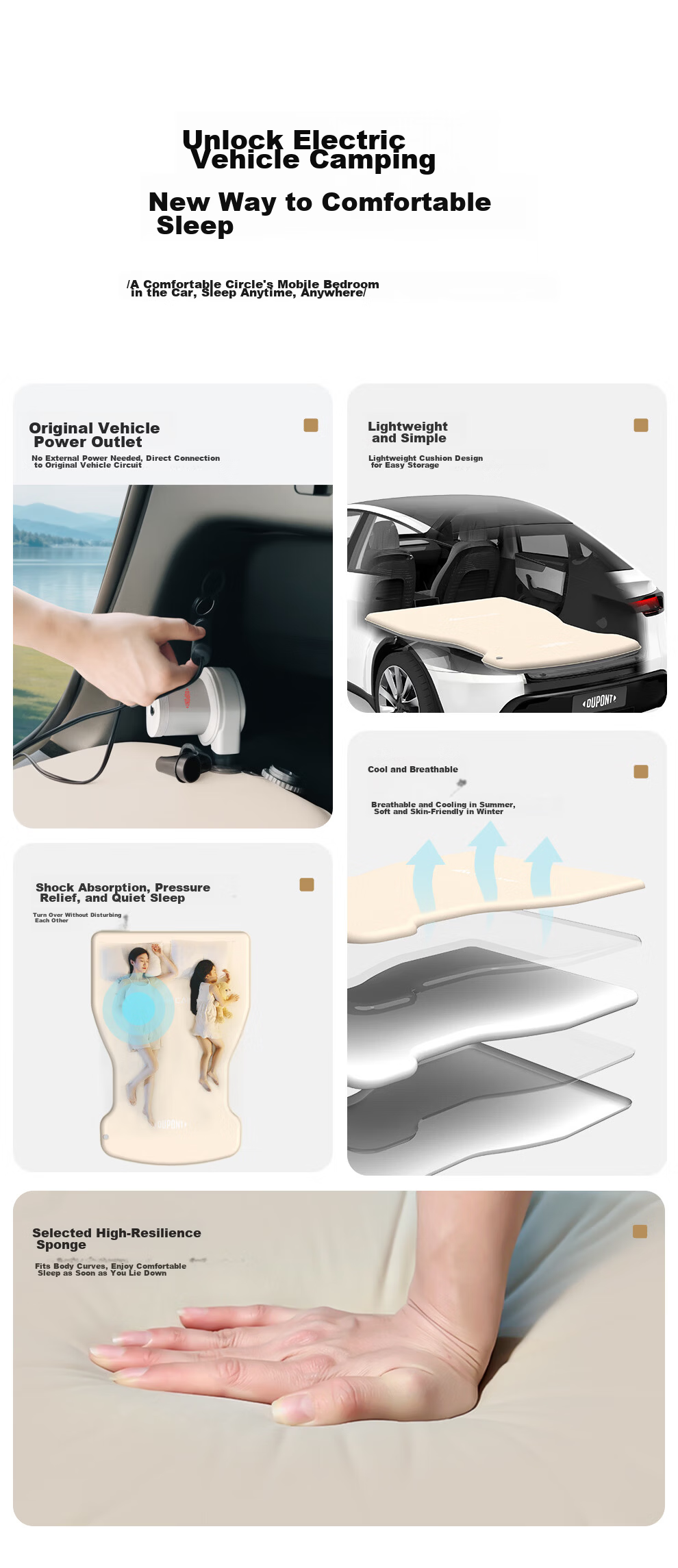 DU PONT MKcamp Inflatable Mattress for Tesla Model Y Car Camping Foldable Air Bed for Driving and Sleeping 5