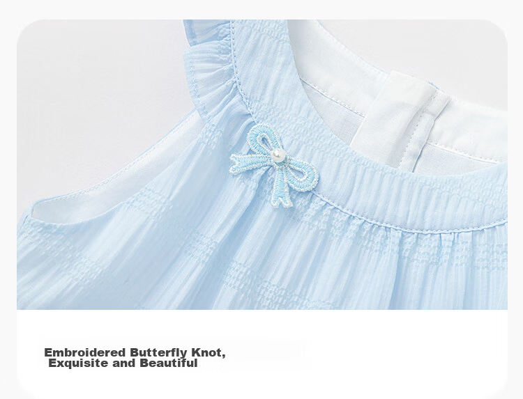 Balabala Kids Dress Girls 2026 New Summer Baby Dress Embroidered Bow Delicate Ruffle Sweet 6