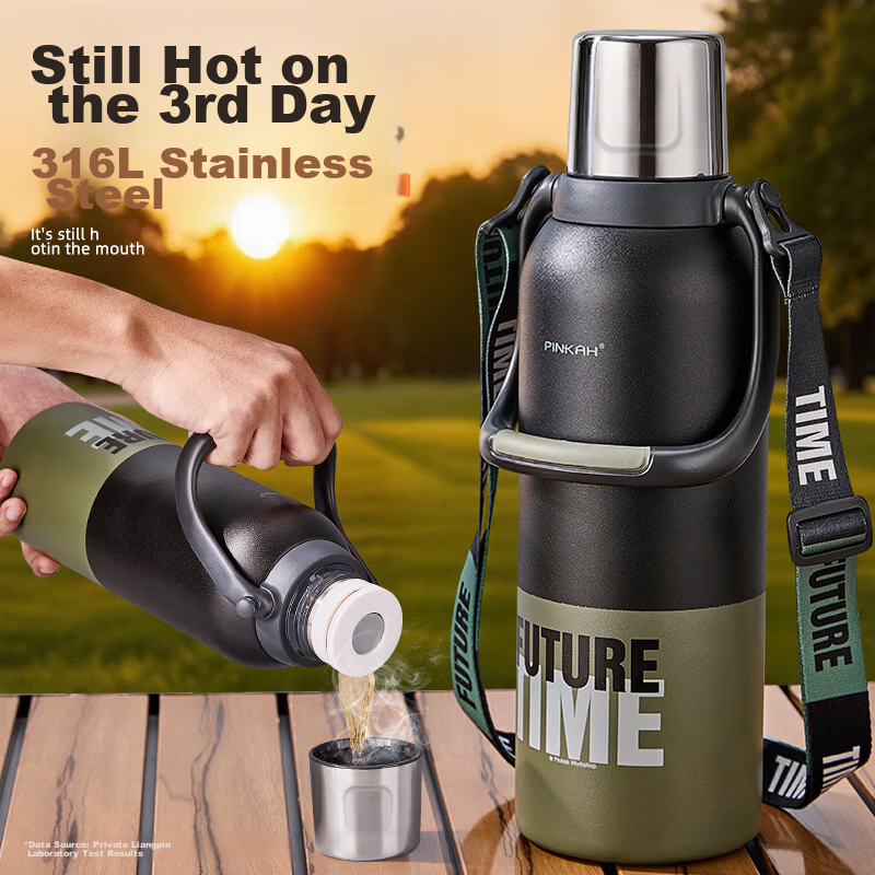 Cica Insulated Bottle 1000ml Large Capacity Men's 316L Stainless Steel Portable Outdoor Tea Water Cup Flask