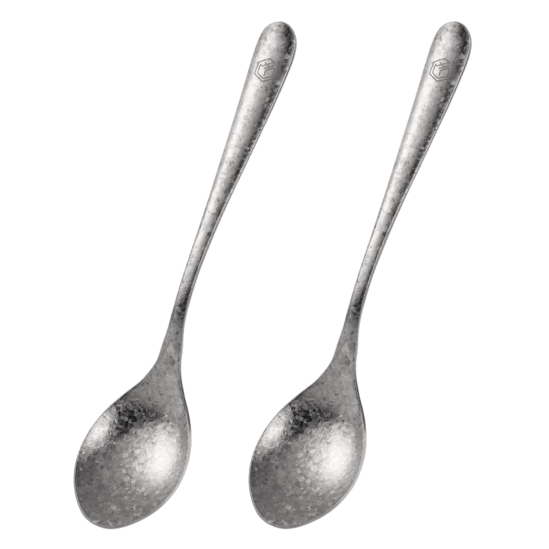 JD Jingzao Spoon [100% Pure Titanium] Titanium Crystal Soup and Rice Spoon Acid and Alkali Resistant 2-Pack