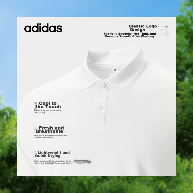 Adidas Men's Summer Short Sleeve Polo T-Shirt Sports Casual Comfortable Quick-Dry Bright White 2XL 3