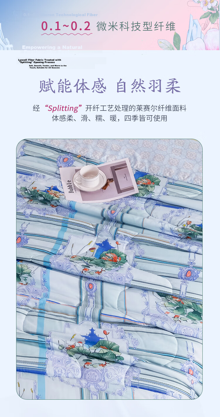 Fuanna Summer Cooling Quilt 60s Tencel Cooling Blanket Machine Washable Antibacterial Naked Sleep Air Conditioning Quilt Double Summer Quilt 203x229cm 7