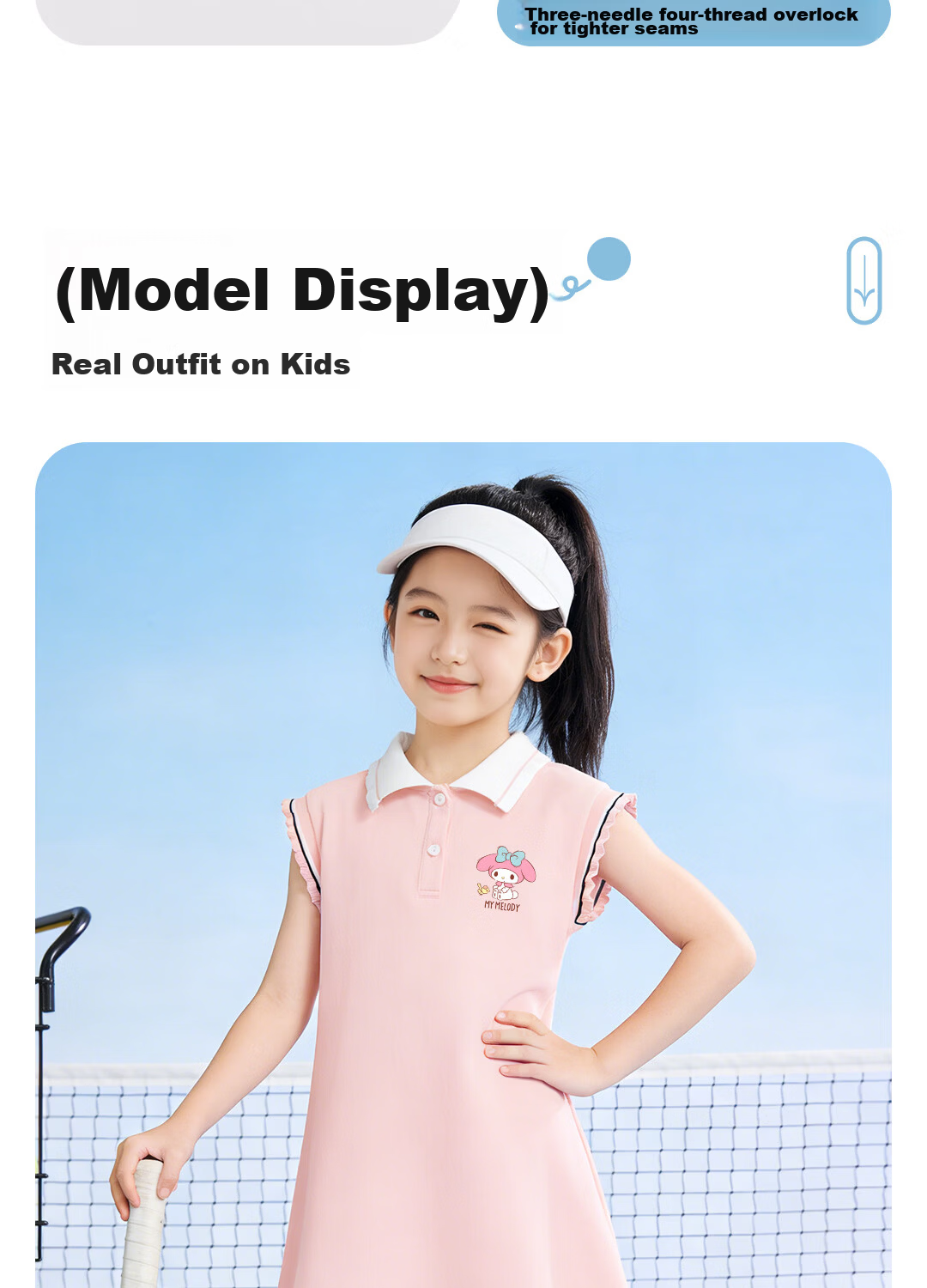 Hello Kitty Kids Cute Girls Princess Dress 2026 Summer New Children's Sports Polo Dress Stylish Girls Skirt 11