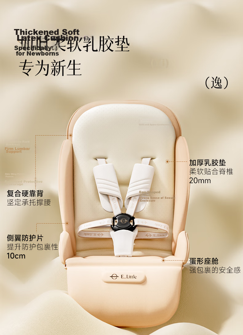 Elittile Baby Stroller 0-3 Years Foldable Reclining Shock Absorption High Landscape EMU Pro Max Golden Amber 25