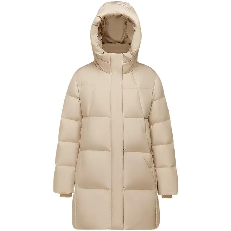 BOSIDENG Women's Off-Season 90% Down Thickened Hooded Loose Mid-Length Casual Warm Coat