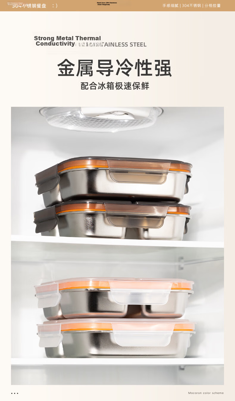 Newair 304 Stainless Steel Compartment Lunch Box with Lid 211 Fat-Reducing Bento Box 2026 New Adult Portion Control Meal Box 5