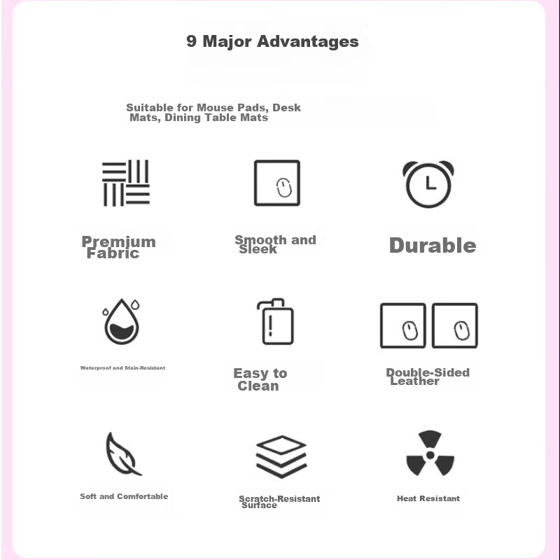 Juyingfeng Large Leather Mouse Pad Odorless Waterproof Oil-Resistant Wash-Free Dining Mat Luxury Minimalist Ins Style Custom Printed Desk Pad 900*420*2mm Milk Powder Small Flower 3