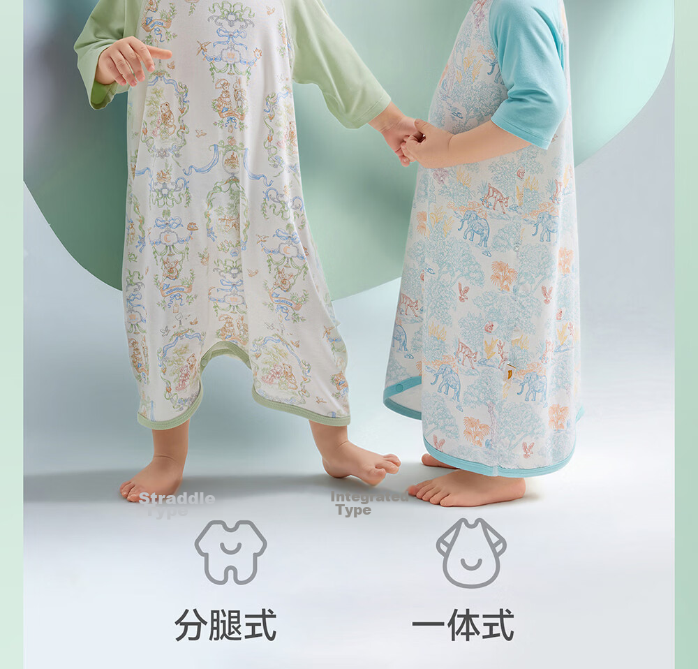 Betis Baby Summer Sleeping Bag Fetal Skin Children's Sleepwear Baby Sleep Dress Anti-Kick Quilt Belly Protection Robe Size 90 35