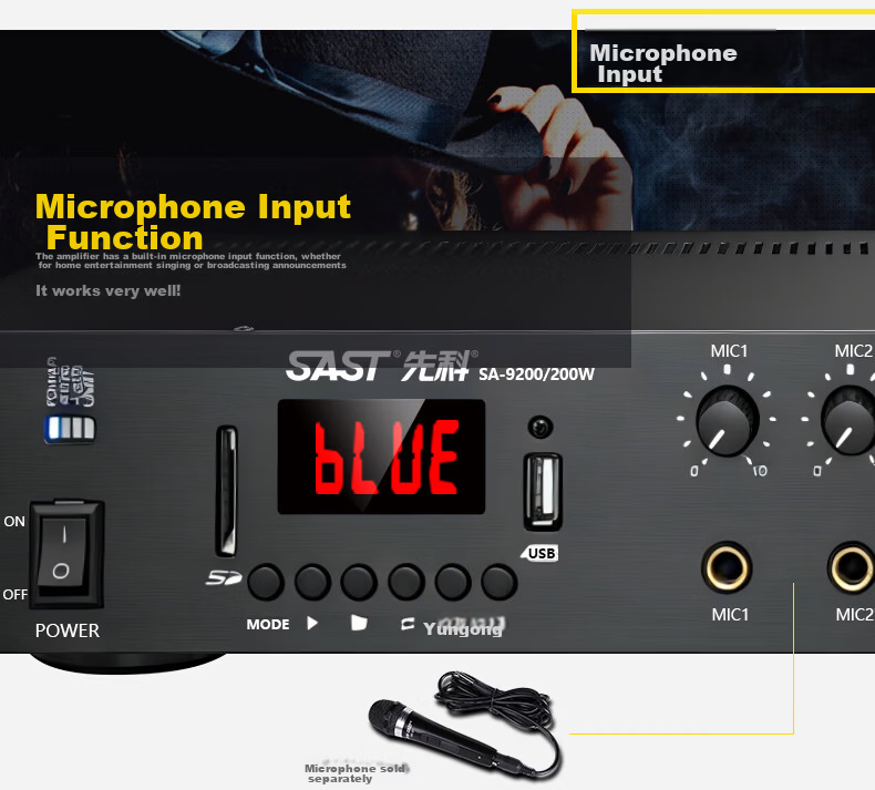 SAST 500W High Power Bluetooth Constant Voltage Amplifier Public Broadcasting Amplifier Ceiling Speaker Wall-mounted Speaker Home Theater System Four-Zone Audio Control 6