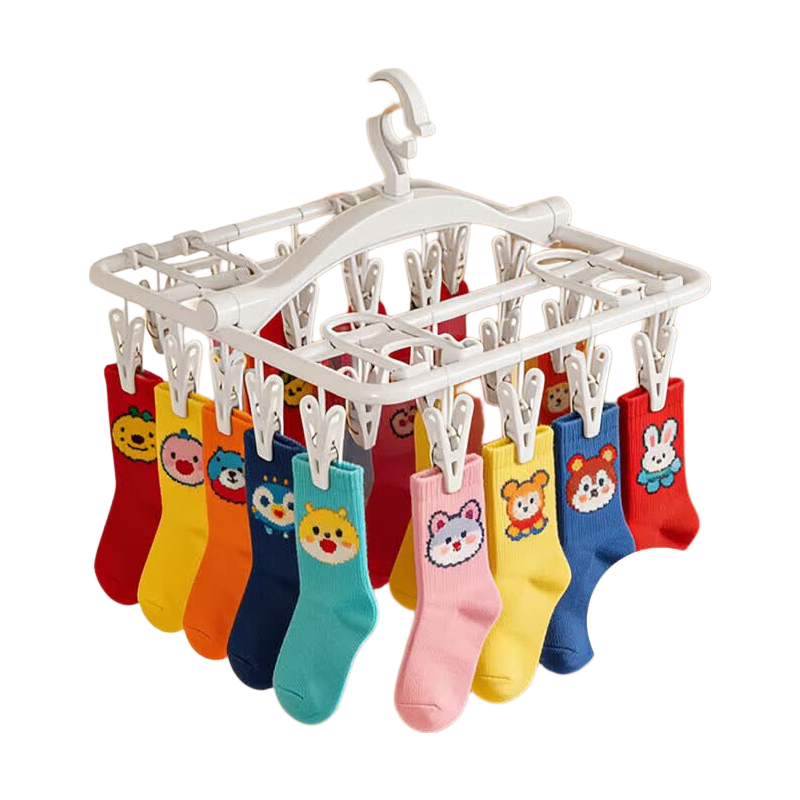 Daisy Leaf 24-Clip Folding Clothes Drying Rack Socks and Shoes Windproof Travel Home Adult and Children Multifunctional Hanger