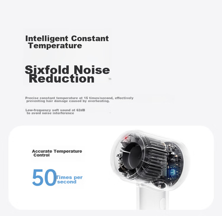 LAIFEN High-Speed Hair Dryer, Quick-Drying Hair Care Home Electric Blower, Negative Ion Hair Dryer, Birthday Gift, SE Lite Blue-Gray + Nozzle + Stand 18