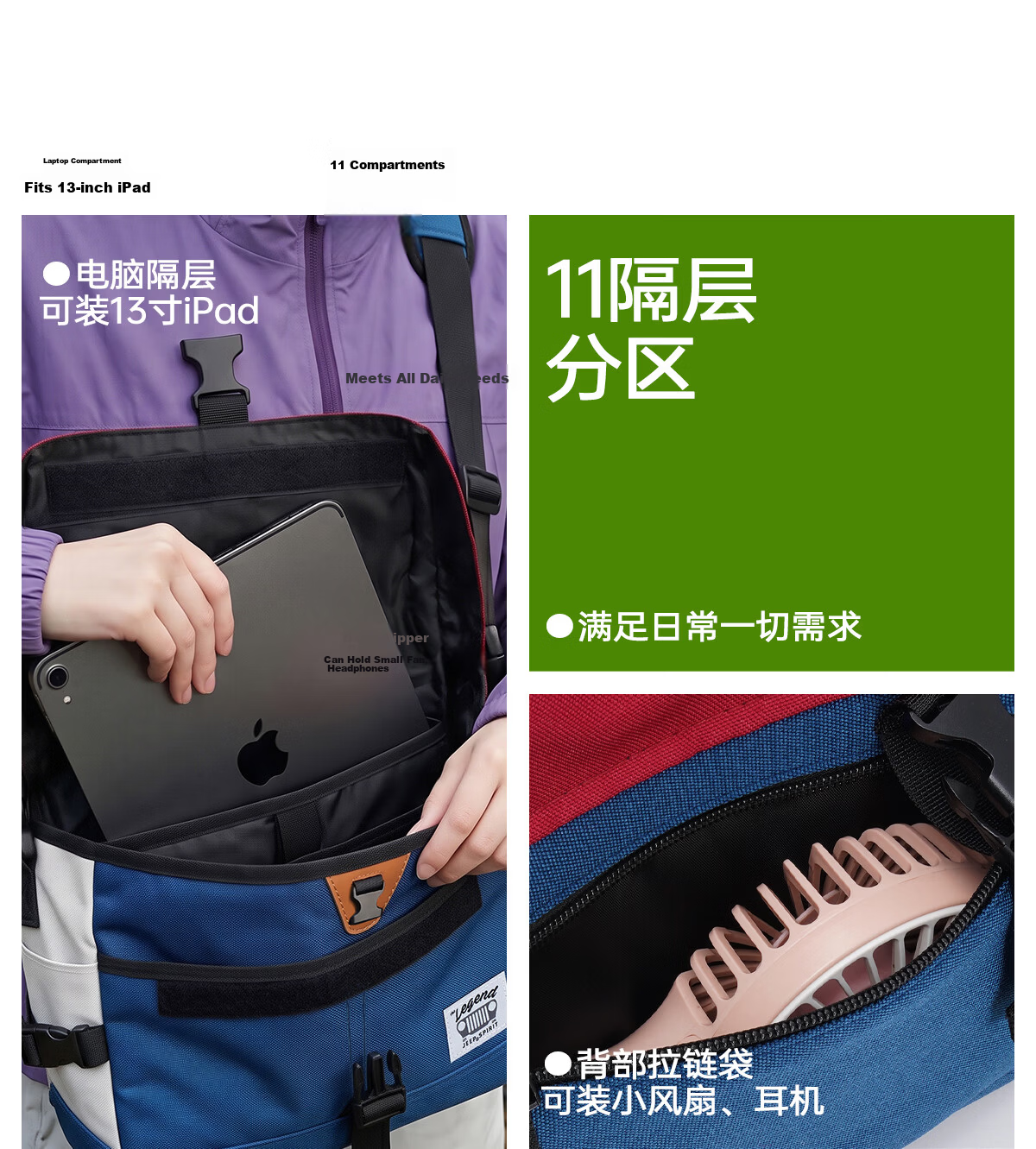 JEEP SPIRIT Outdoor Women's Shoulder Bag 2026 New Trendy Casual Men's Cycling Crossbody Bag Large Capacity Student Bag 10