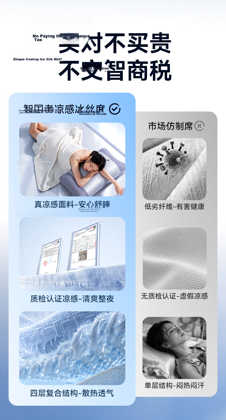 Zhiguozhe [0 Formaldehyde 0 Odor] Ice Silk Cooling Mat 1.5x2.0m Summer Use 2026 New Foldable Bed Sheet 4