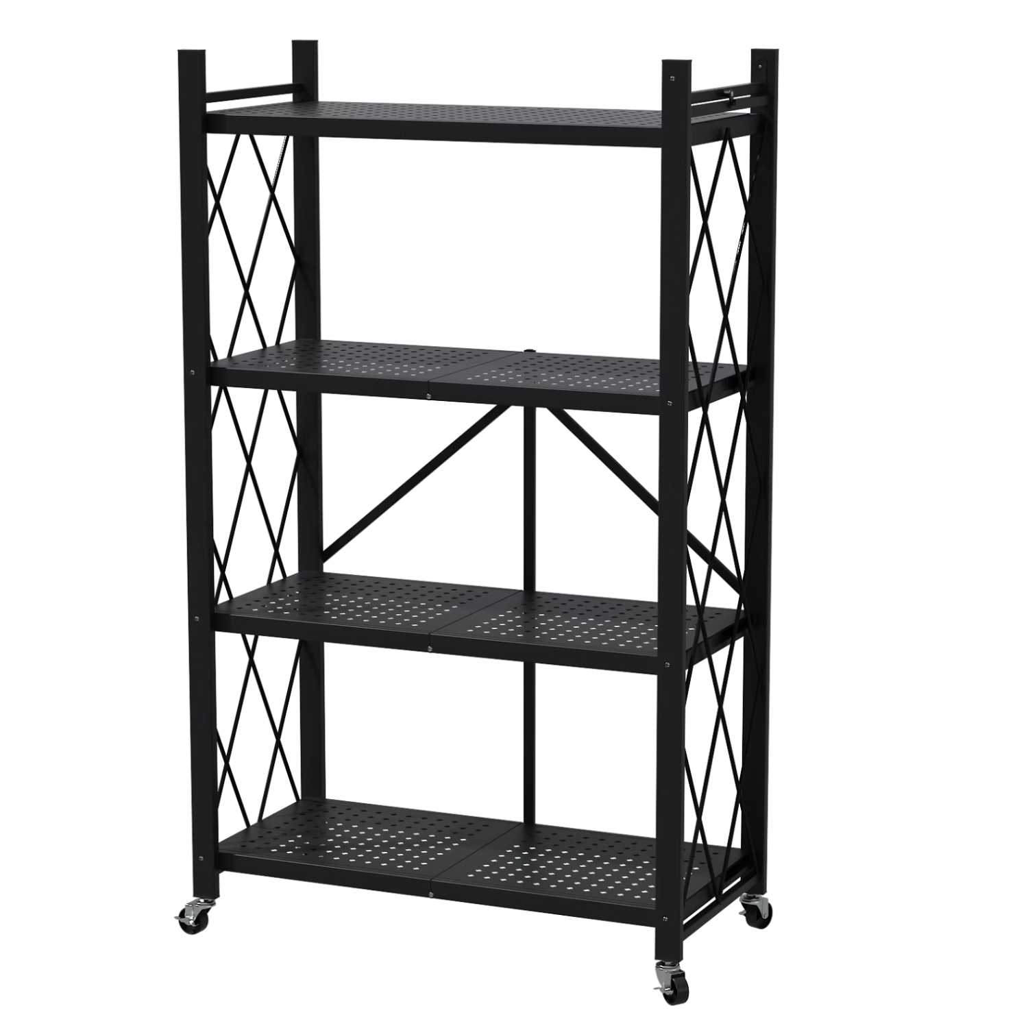 Anerya Kitchen Storage Rack Foldable Multi-layer Movable Floor-standing Microwave Oven Shelf No Installation Required