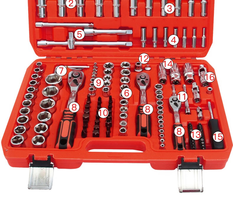 Delixi Electric Auto Repair Tool Set Socket Wrench Quick Ratchet Wrench Set Toolbox 72-Tooth 53-Piece Small Fly 31