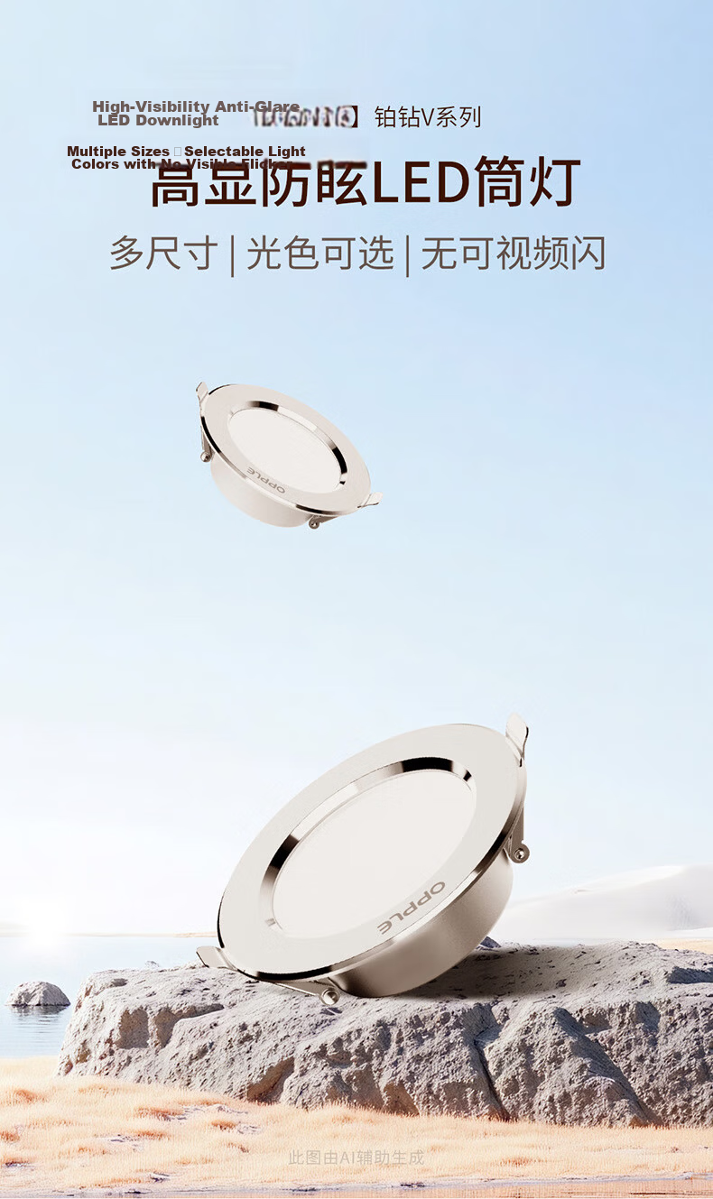 OPPLE LED Recessed Downlight Ultra-thin Ceiling Light Silver Aluminum 7W White Light Cutout 8.5-10.5cm 1