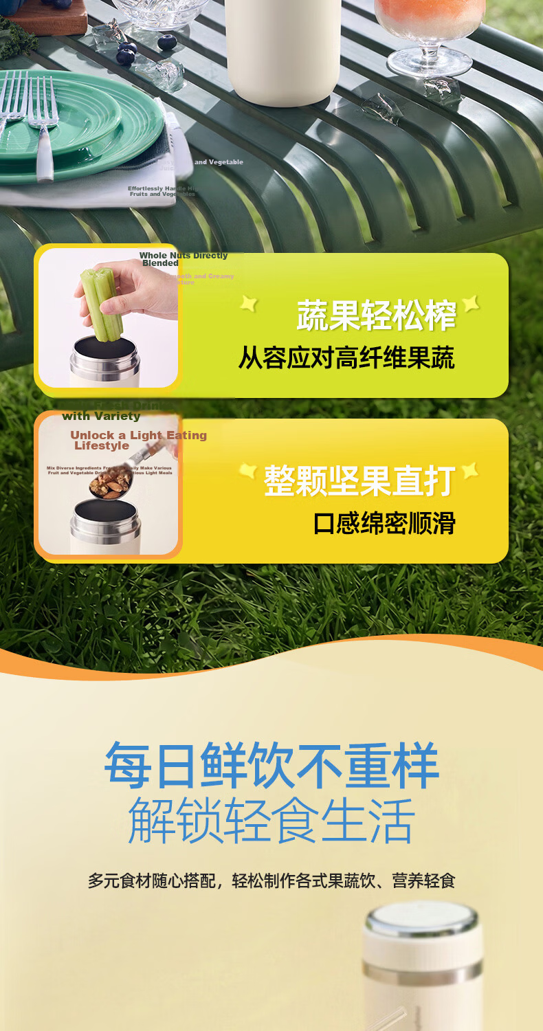 Morphyrichards Juicer Cup Portable Mini Juicer Blender Wireless Food Processor 316 Stainless Steel Insulated Cup MR9810 White 8