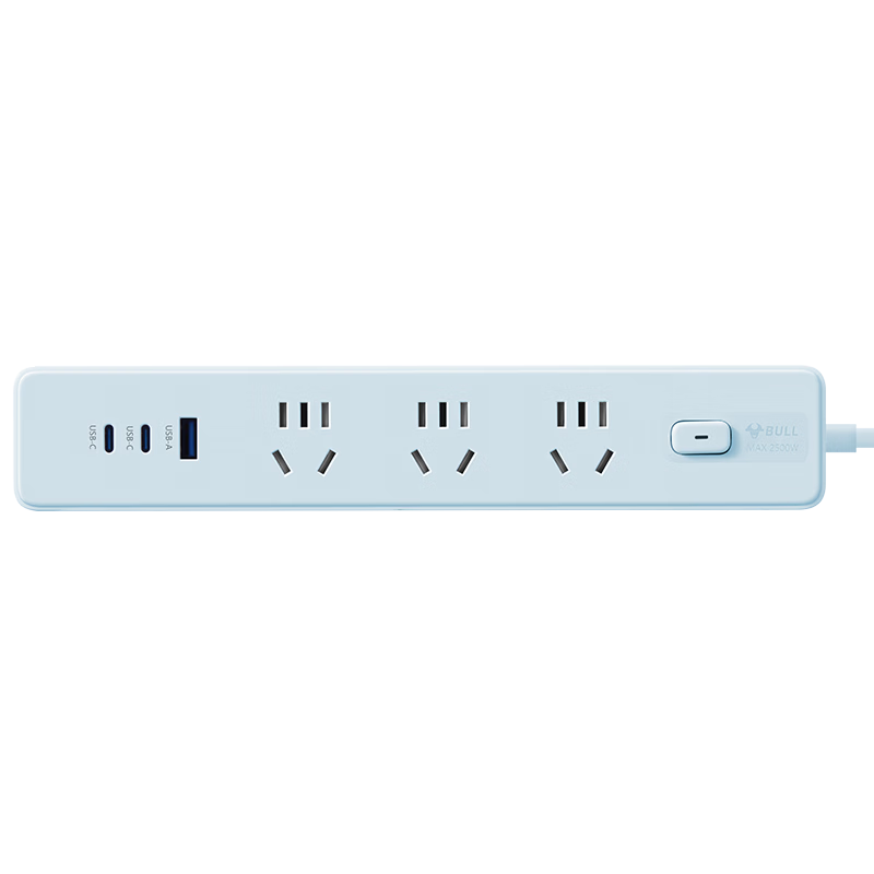BULL 20W PD Apple Fast Charging Socket/power Strip/outlet Strip/power Board, Type-C+USB+3 Prongs, Z Generation, Total Length 1.8 Meters, GN-Z1031U20 Master Switch