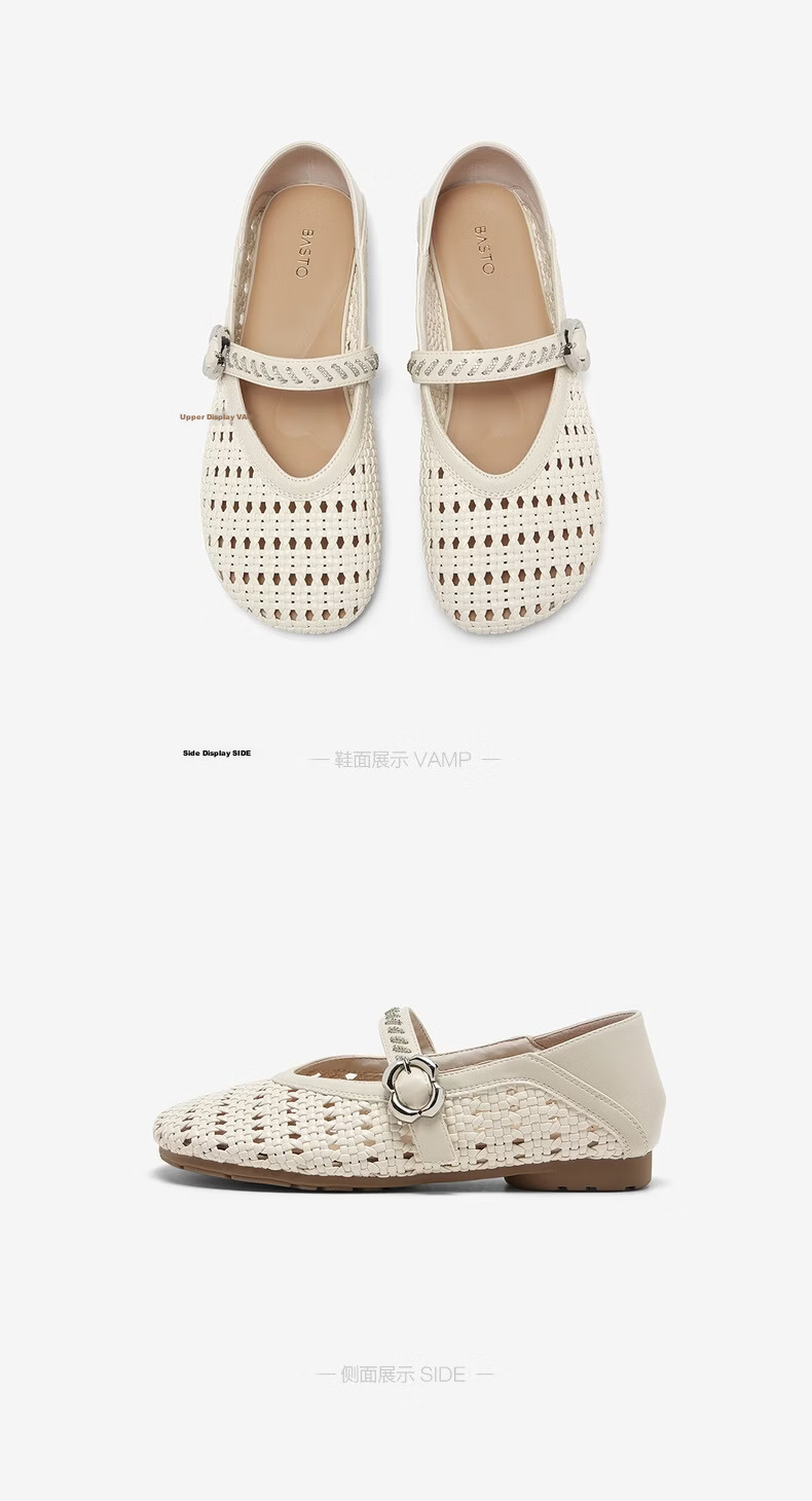 BASTO Woven Breathable Ballet Mary Jane Commuter Women's Low-Cut Flats W3515BQ6 16