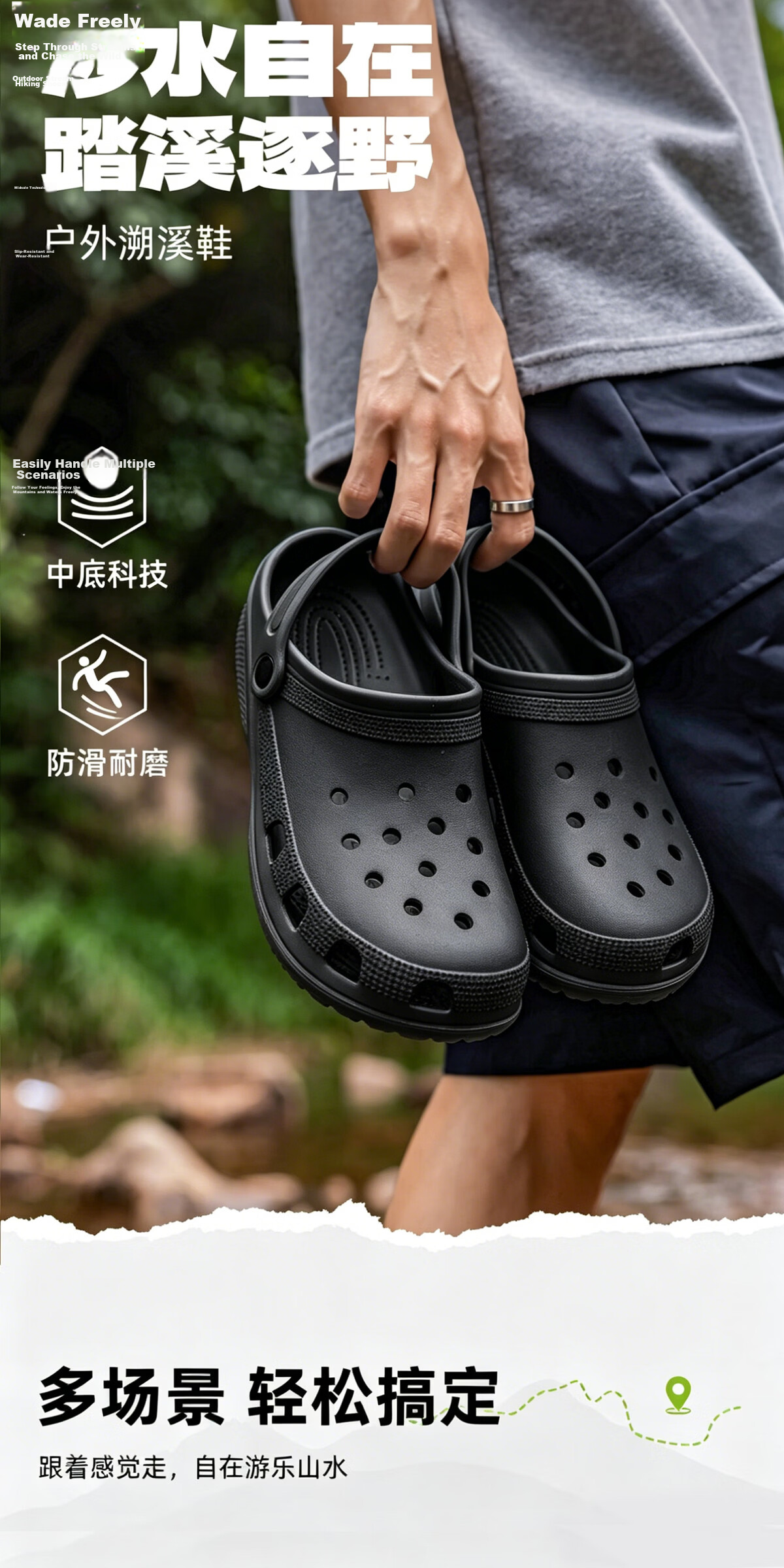 Runrou Men's Summer 2026 New EVA Anti-Slip Odor-Resistant Driver's Clog Sandals 1