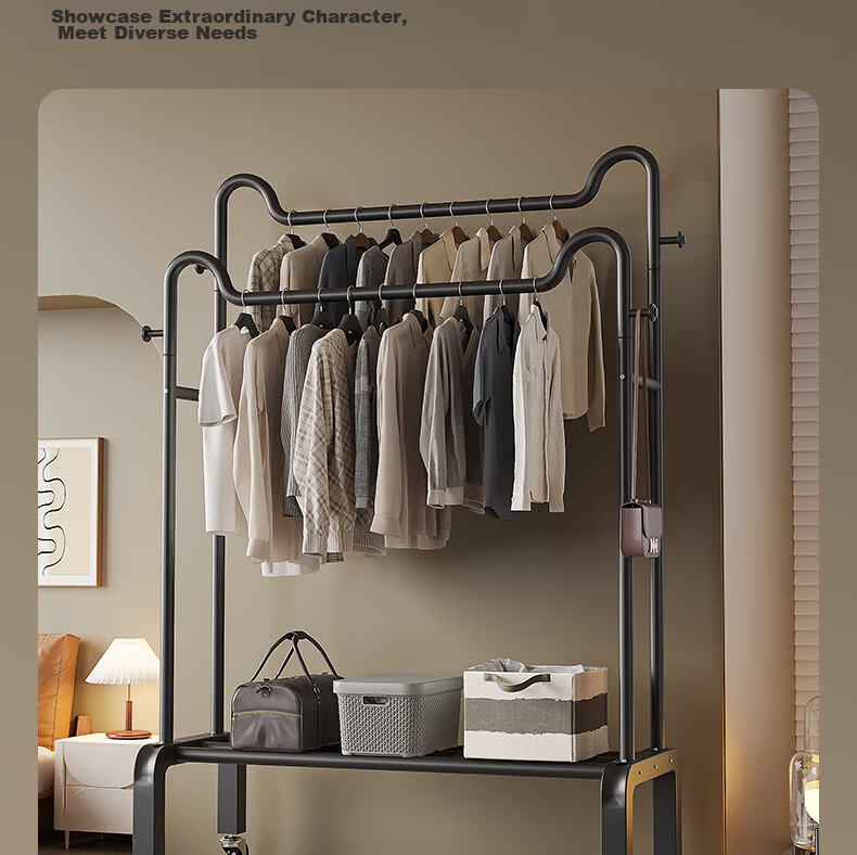 Nanye Floor-Standing Clothes Rack, Indoor Coat Hanger, Bedroom Clothes And Hat Stand, Dormitory Drying Rack, Simple Storage YJM-12BL 19