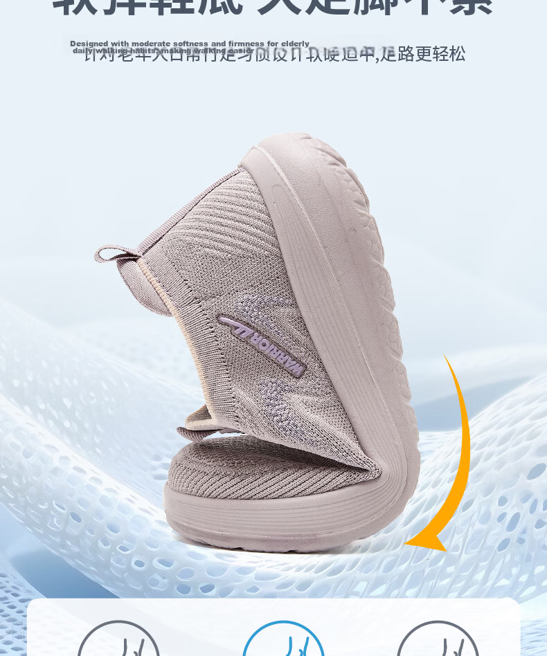 Warrior Elderly Women's Slip-On Breathable Mesh Non-Slip Sports Casual Shoes Black Purple Size 39 Model 2026 2