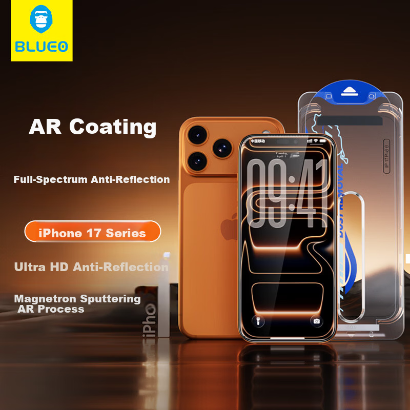 BLUEO 3D Curved Edge AR Anti-Glare Eye Protection Tempered Glass Screen Protector for iPhone 17 Pro/16 Pro, HD Scratch-Resistant Anti-Fingerprint Dust-Free Quick-Apply Film