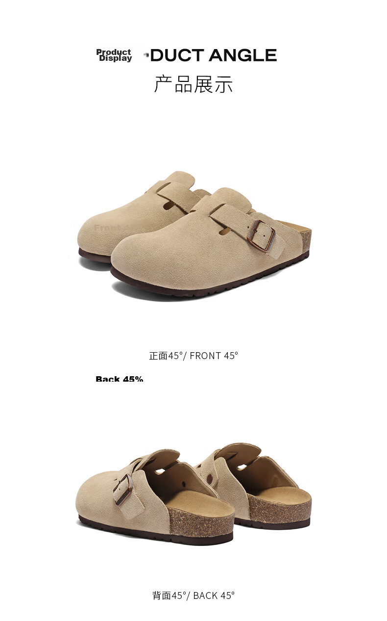 Belle Qixi Festival Gift Casual Thick Sole 3cm Height Increasing Birkenstock Men's Summer Open Toe Half Slippers B3731 Gray Size 42 17
