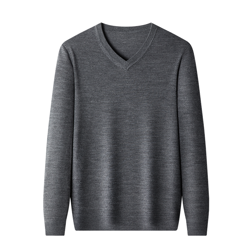 Hengyuanxiang 100% Fine-Spun Wool Sweater for Men, Machine Washable, Autumn And Winter Pullover Thin Sweater, Men's V-Neck Knit Sweater, Business Casual Solid Color Pure Wool Clothing, 20007003, Bright Red, Size 180