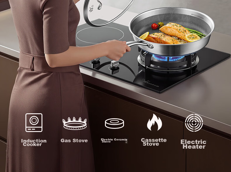 SUPOR JD Exclusive Pure Titanium Frying Pan Non-Coated Lightweight Non-Stick 100% Pure Titanium Plate 28cm Compatible with All Stoves 25