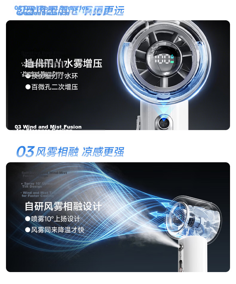 AIRMATE Mini Portable Octopus Mist Fan with 100-Speed Oscillation, Rechargeable, Energy-Saving, Quiet, Long Battery Life for Bedroom, Baby Stroller, Dormitory, Outdoor H2O-D1B 5