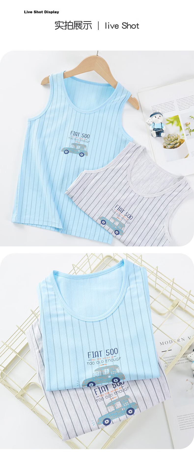 Miiow Kids Boys Cotton Sleeveless T-Shirt Summer Baby Vest Thin Base Shirt Summer Eyes 160 10