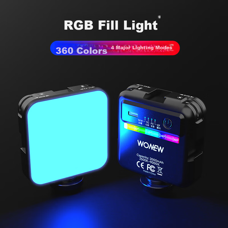 Wonew Mini Pocket Fill Light Portable LED Multi-Color Lighting Phone Selfie Camera Photography TikTok Live Streaming Small Full-Color Soft Light