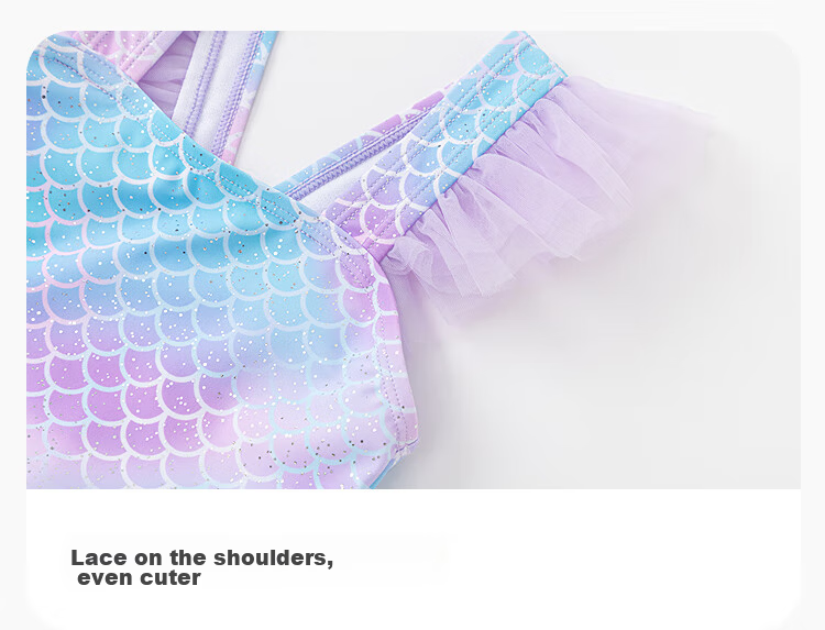 Balabala Girls' One-Piece Swimsuit with Mesh Skirt Toddler Swimwear Sweet Mermaid Swim Dress 4