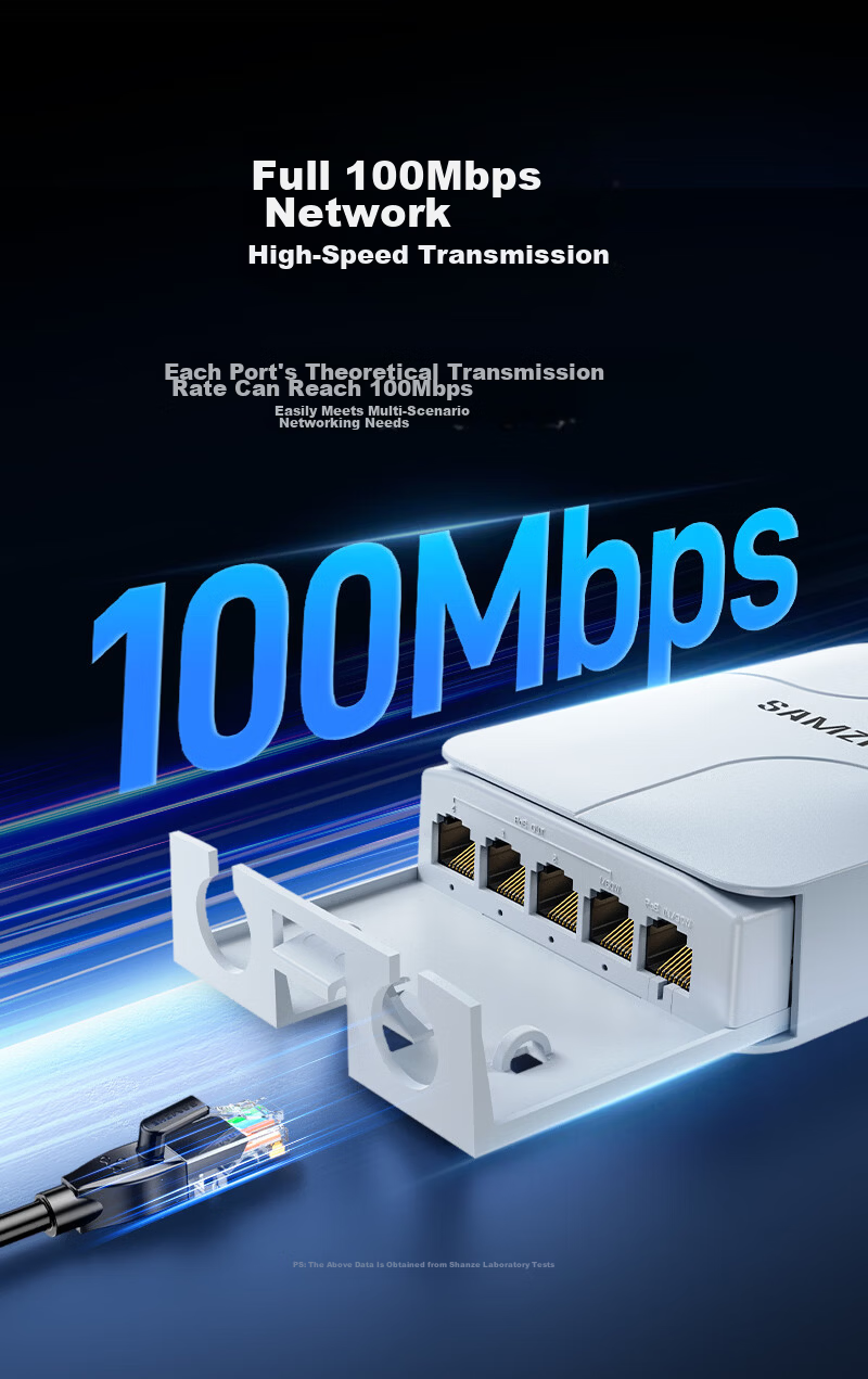 ShanZe POE Repeater One-to-Four 100Mbps Camera Network Repeater Extender Outdoor Home Surveillance Ethernet Power Splitter Separator Rainproof Sunproof FZXQ-04B 4