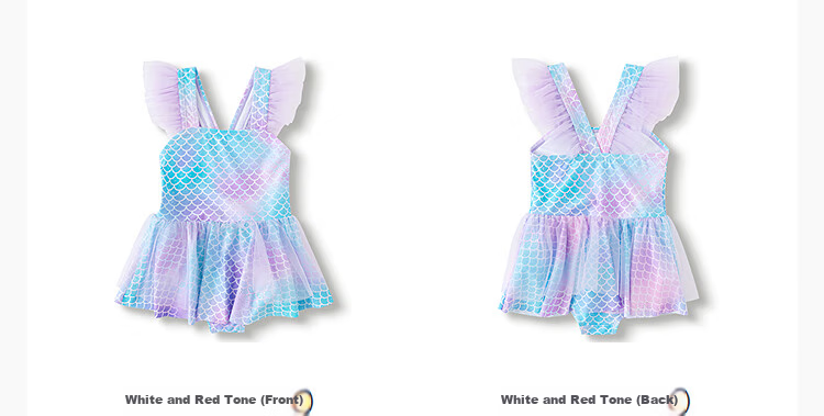 Balabala Girls' One-Piece Swimsuit with Mesh Skirt Toddler Swimwear Sweet Mermaid Swim Dress 12