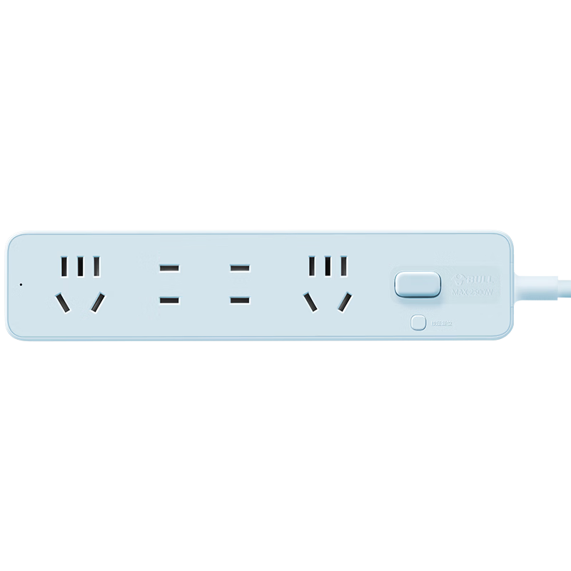BULL Power Strip/Extension Cord/Power Bar/Surge Protector Board/Power Strip 4 Outlets with Master Switch, 1.8m Total Length, Gen Z GN-Z1221 Sea Salt Blue