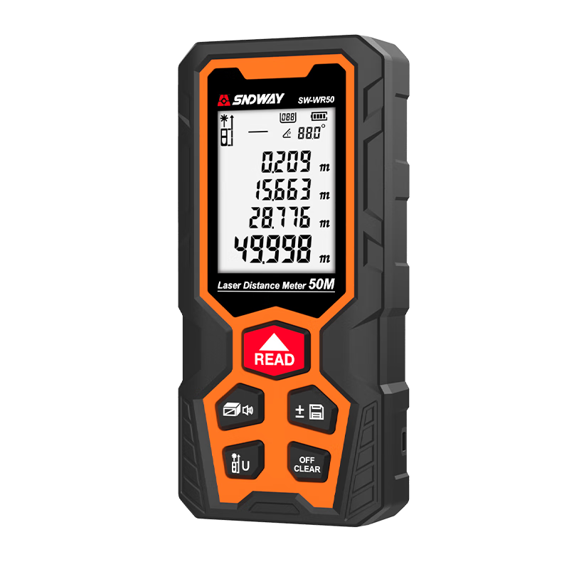 SNDWAY IP68 Waterproof Laser Distance Meter Infrared High-Precision Electronic Laser Rangefinder Red Light SW-WR50