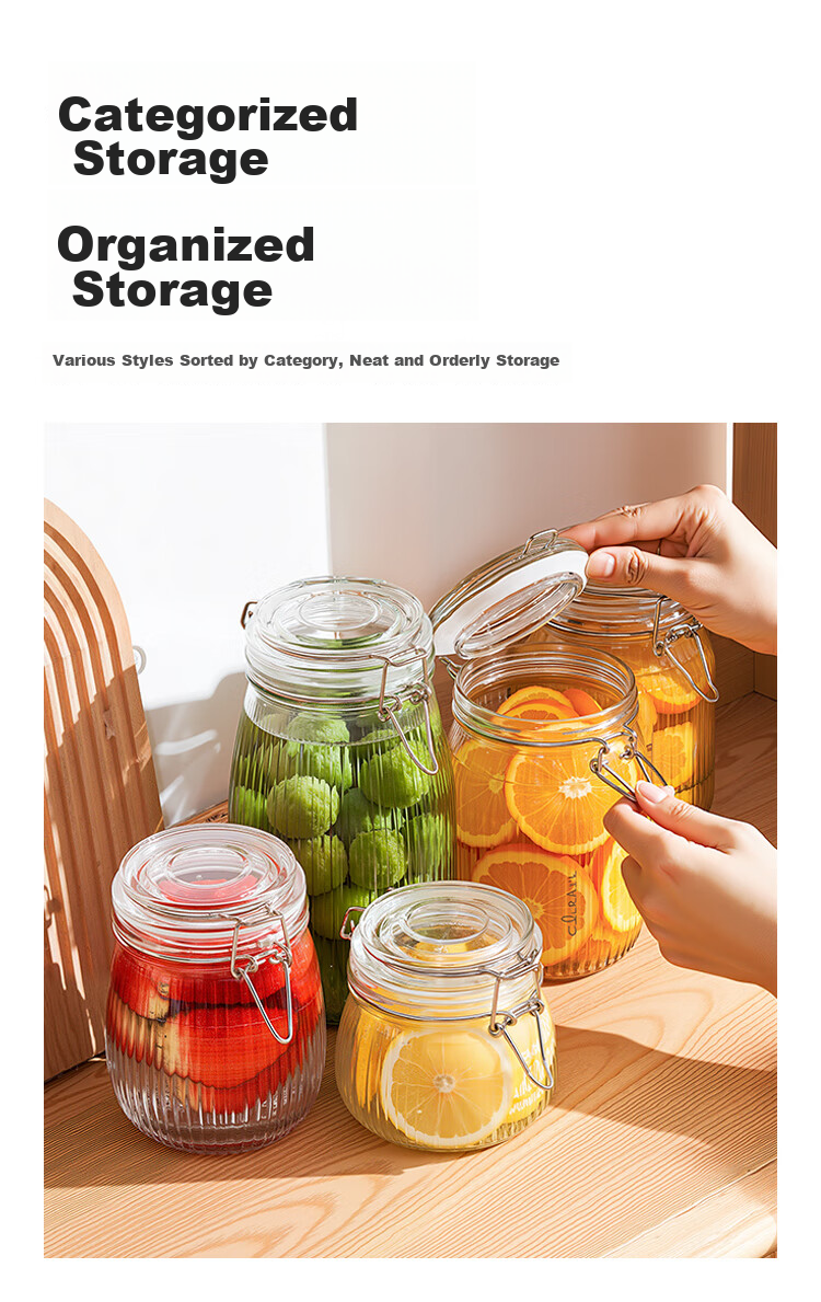 JD Jingzao KATA Glass Sealed Storage Jar Household Glass Bottle Wine Fermentation Pickle Jar 1L 2-Pack 11
