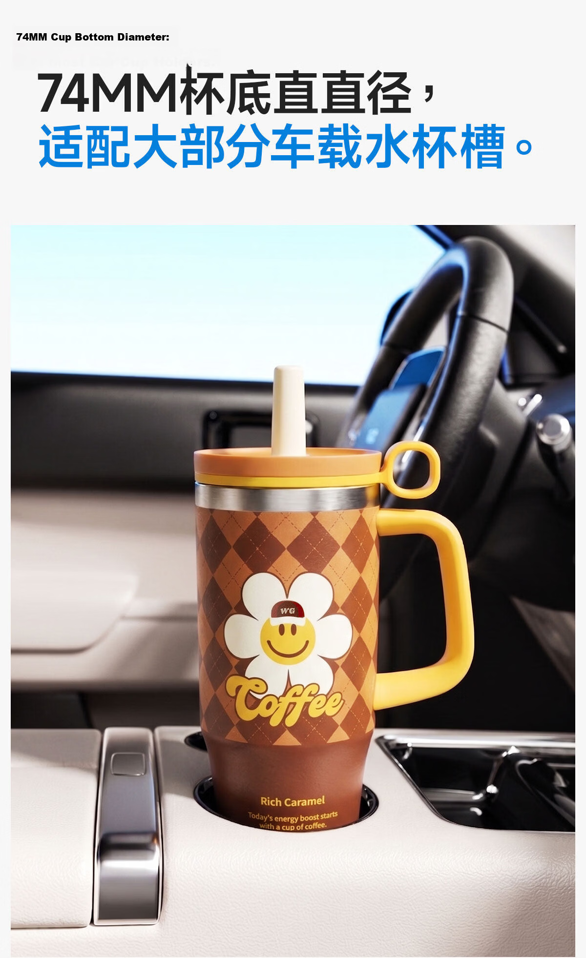 GLASSLOCK & wigglewiggle Collaboration Insulated Tumbler 950ml Large Capacity 316 Stainless Steel Straw Cup Desktop Handle Cup 14