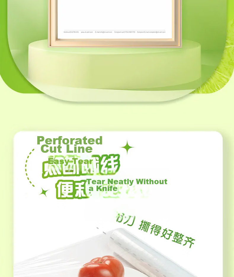 MIAOJIE Cling Film Tear-Off without Cutting, 100 Meters Large Size Boxed Roll 6