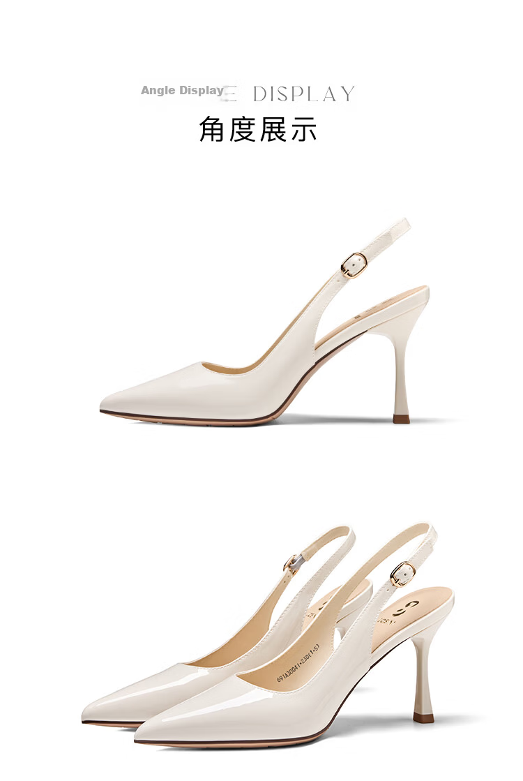 Zhuoshini Elegant Pointed Toe High Heels 2026 Spring Summer New Thin Heel Comfortable Commuter Sandals Off-White Size 35 14