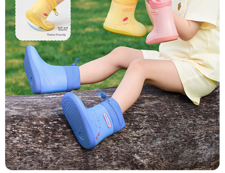 Nido Bear Kids Rain Boots Baby Non-Slip Waterproof Shoes Boys Girls School Shoes YX2601 Size 23 19